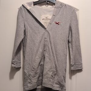Hollister Women's Light Gray Hoodie Size Small